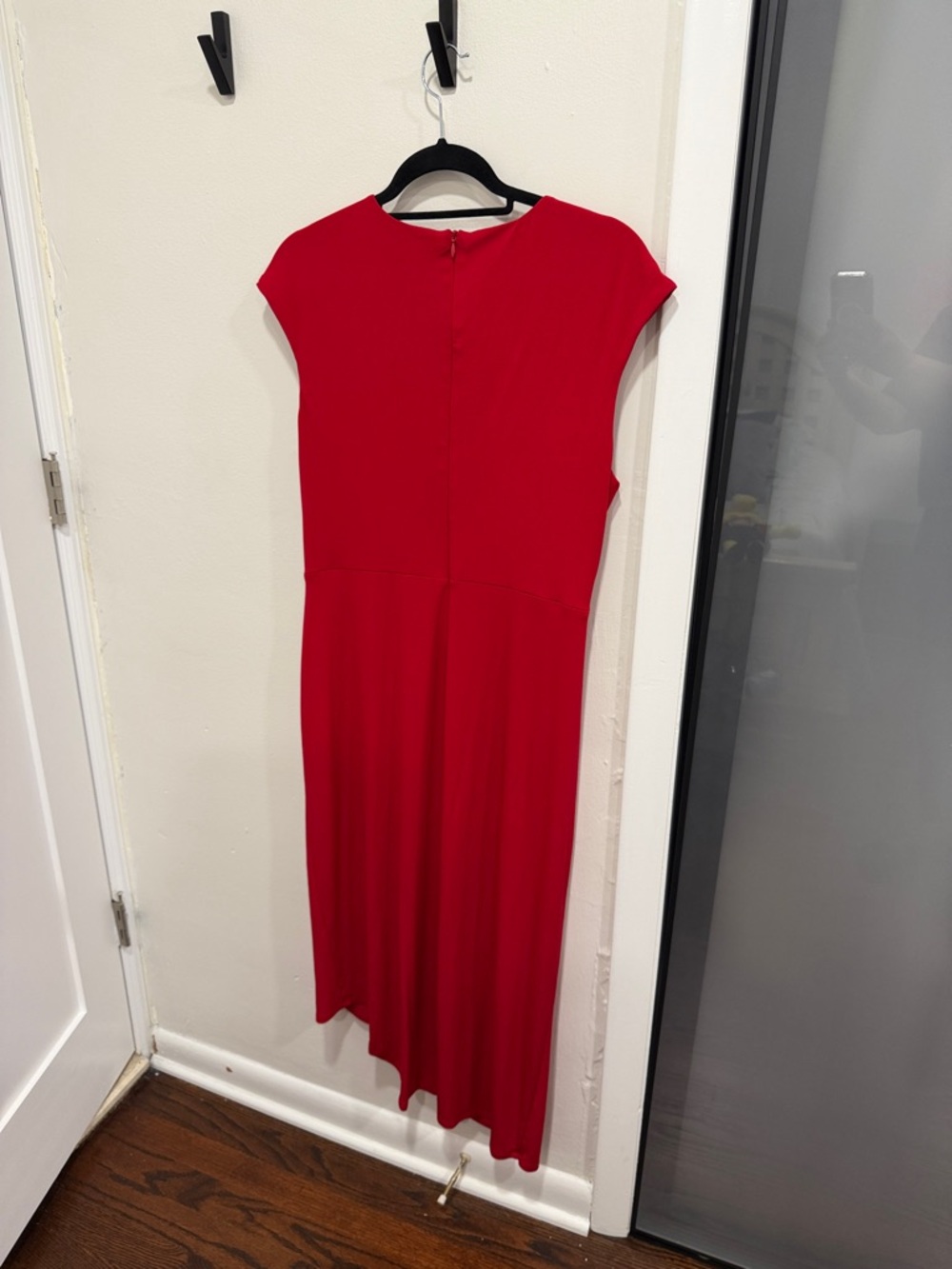 EUC Connected Apparel Red Ruffle Detail Asymmetric Dress - Picture 3 of 6
